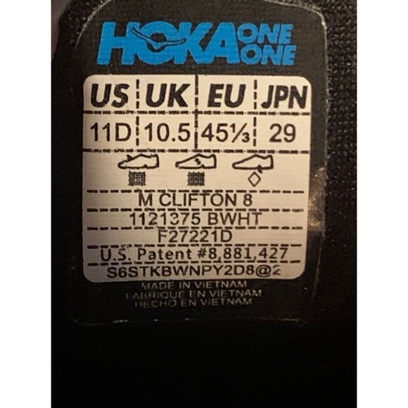 Men’s Hoka One One Clifton 8 Running Shoe Black Size 11D US - Picture 7 of 7